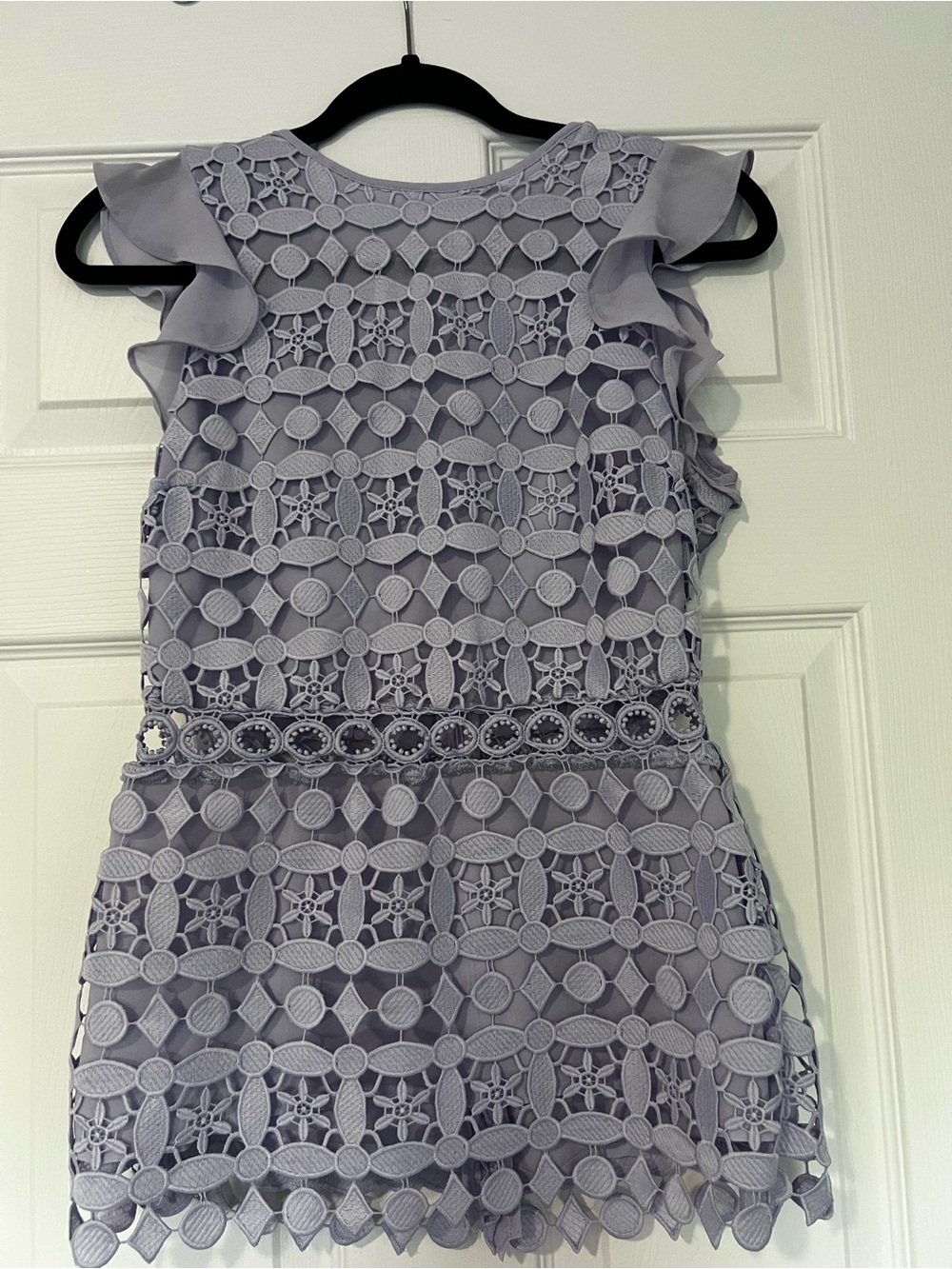 Michael Kors Lace Overlay Sleeveless Peplum Top — Lavender